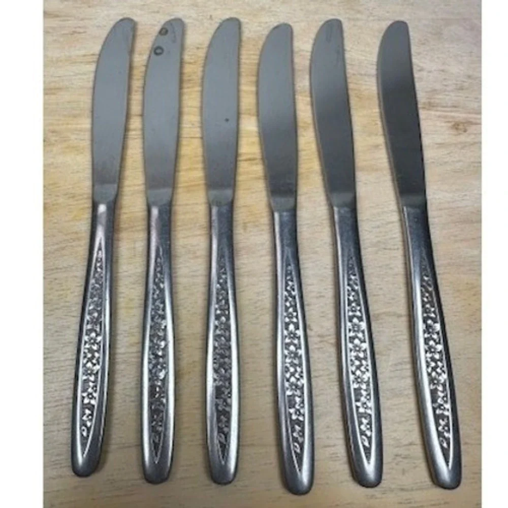 Vintage Customcraft CUS5 Stainless Steel Floral Pattern Flatware Utensils‎ 25 Pc